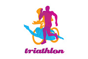 Triathlon logo. Figures triathletes, a Healthcare Illustration by Kluva's Wavy Silhouettes (Thumbnail 2 of 3)