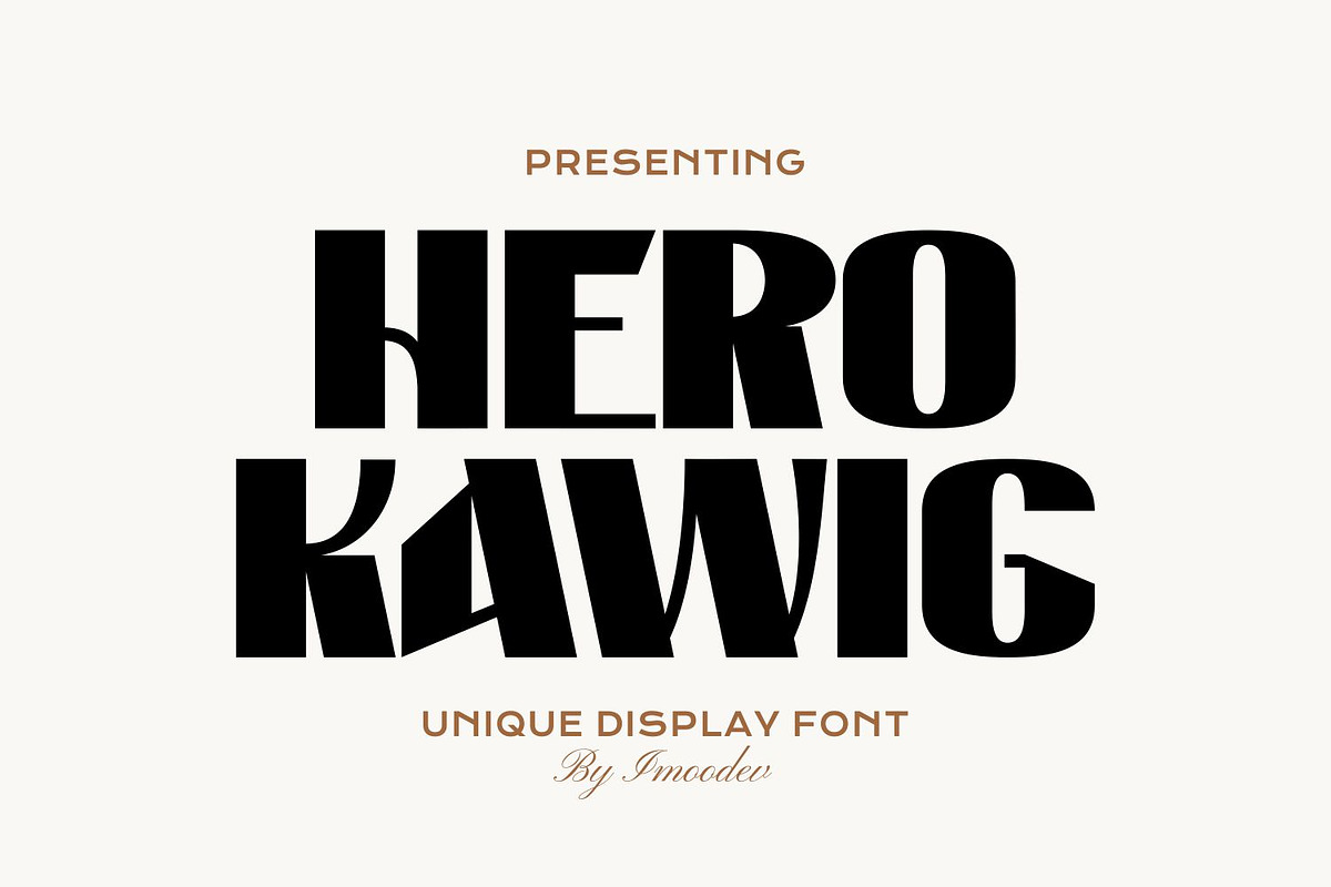Hero Kawig - Chunky Display Font, a Sans Serif Font by Imoodev (Photo 1 of 5)