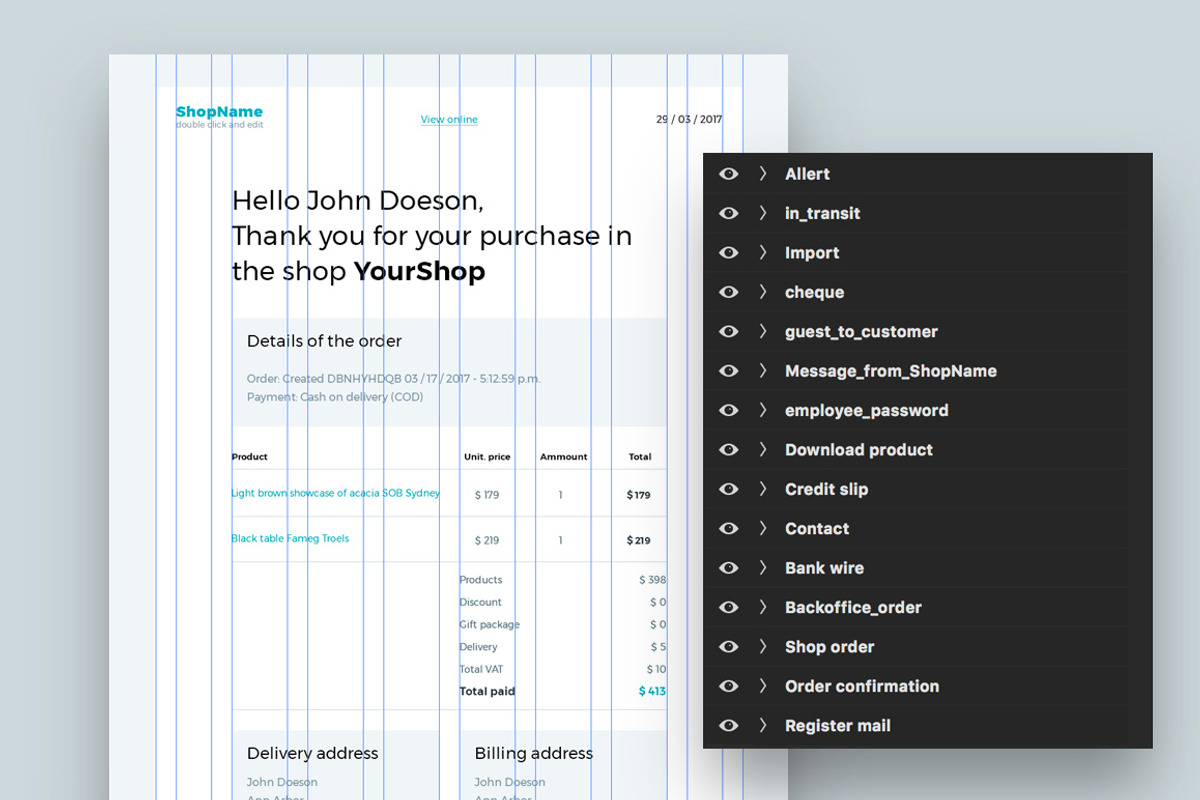 Prestashop e-mail PSD templates, an Email Template by Leschinger.cz (Photo 1 of 3)