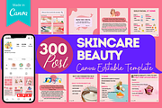 300 Skincare Beauty - Canva Editable, a Social Media Template by Viral Content Design (Thumbnail 1 of 10)