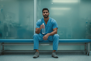 Worker in hospital hallway, a Photo by Beautiful things