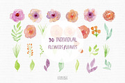 Watercolor flower clipart, a Decorative Illustration by Autumn Breeze (Thumbnail 2 of 4)