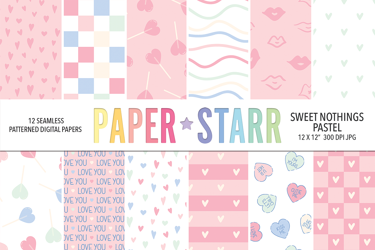 Pastel Valentines Day Patterns, a Pattern Graphic by Paper Starr Studio (Photo 1 of 7)