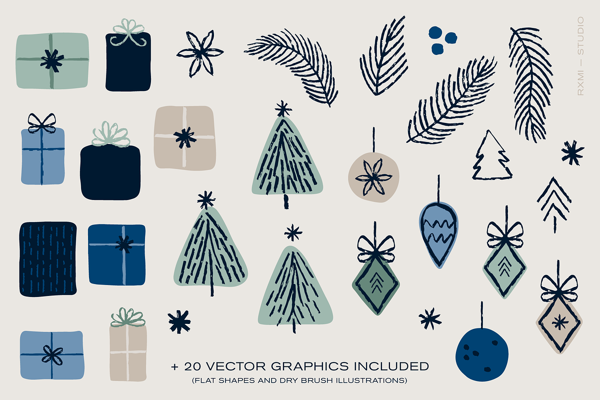 Snowy Christmas Patterns and Clipart, a Pattern Graphic by Rxmi Studio (Photo 9 of 9)