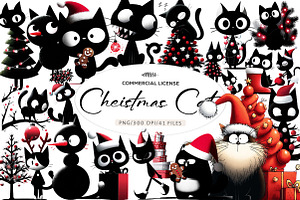funny Christmas cat clipart, an Illustration by CreationArt