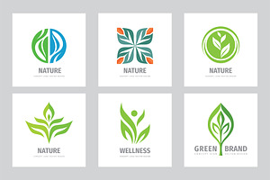 Nature Green Leaves Logo Set