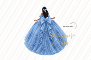 Dusty Blue Tan Skin Princess Clipart, a Person Illustration by Sunflower Day Love (Thumbnail 1 of 3)
