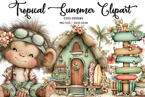 Tropical Summer Clipart, an Illustration by CreationArt