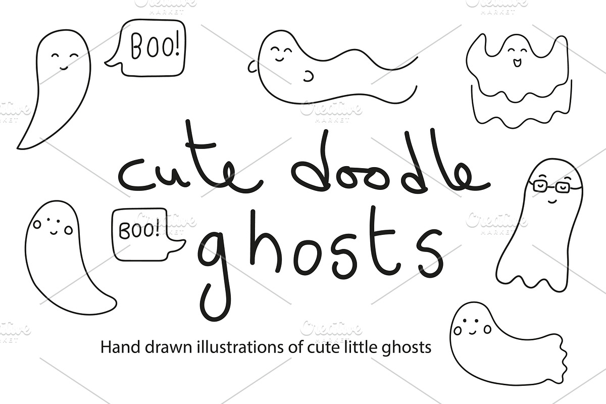 Cute doodle halloween ghosts, a Seasonal Illustration by Liz Pengilley Studio (Photo 1 of 4)