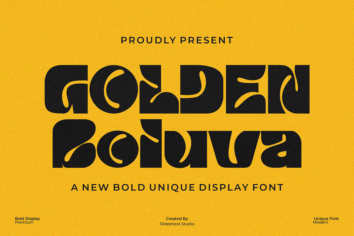 Golden Boluva || Unique Display Font, a Sans Serif Font by Idea Studio (Photo 1 of 5)