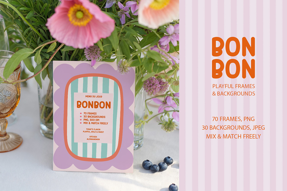 Bonbon Playful Frames & Backgrounds, an Object Graphic by alonahaidash (Photo 10 of 15)
