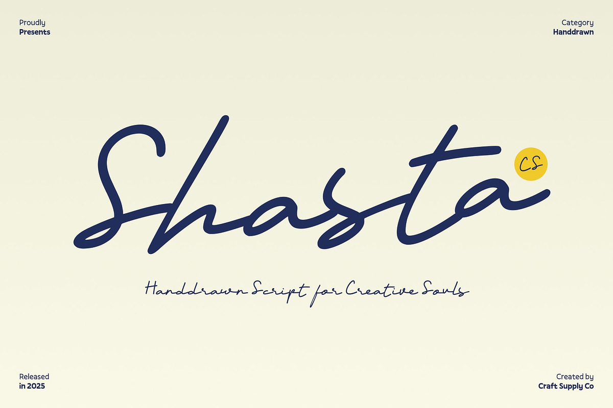 CS Shasta – Handwritten Script Font, a Script Font by Craft Supply Co. (Photo 1 of 8)