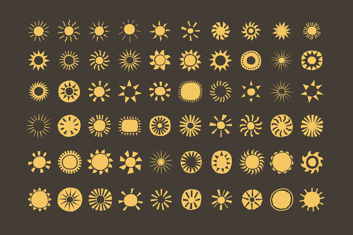 60 Hand drawn vector Suns, an Object Illustration by aivos (Photo 6 of 6)
