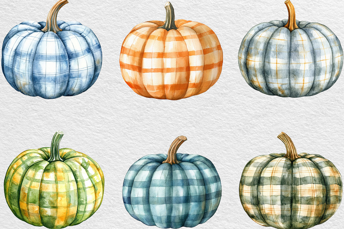 Plaid Pumpkin Clipart, an Illustration by Black Bird Studio (Photo 6 of 6)