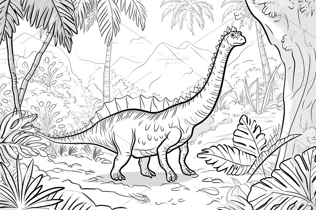 Ouranosaurus Dinosaur Colouring Page, an Animal Illustration by shahsoft