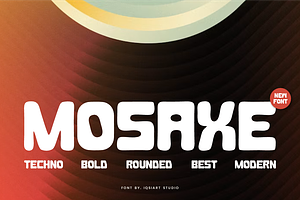 Mosaxe - Techno Round Font, a Sans Serif Font by Iqsiart Studio