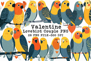 Lovebird Valentine Couple Clipart PN, an Illustration by Libby Wishes