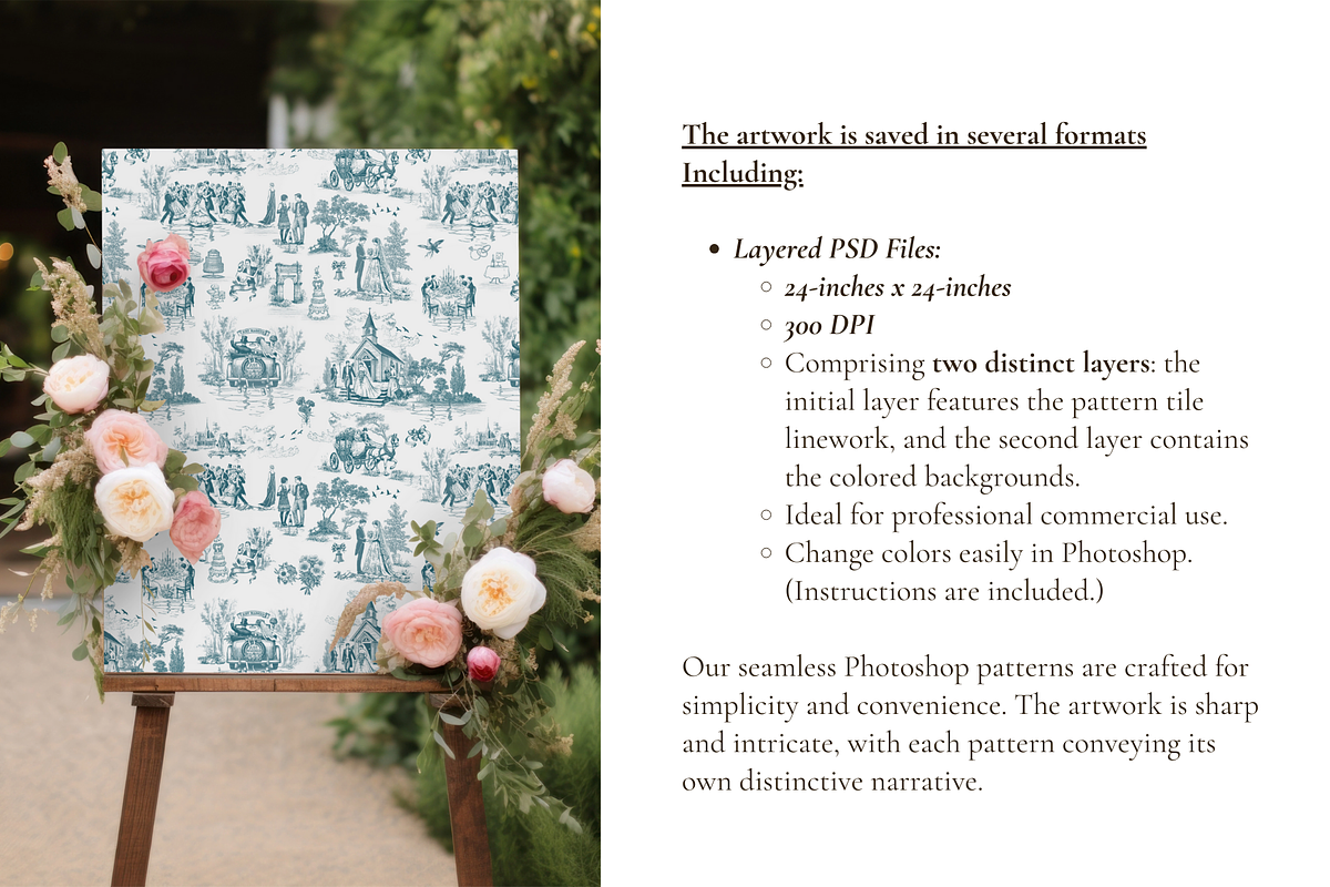 Classic Wedding Toile de Jouy Print, a Background Graphic by Hughes Studio (Photo 3 of 6)