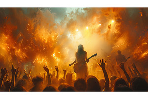 Stage lights and crowd partying at a, a Person Photo by ZinetroN