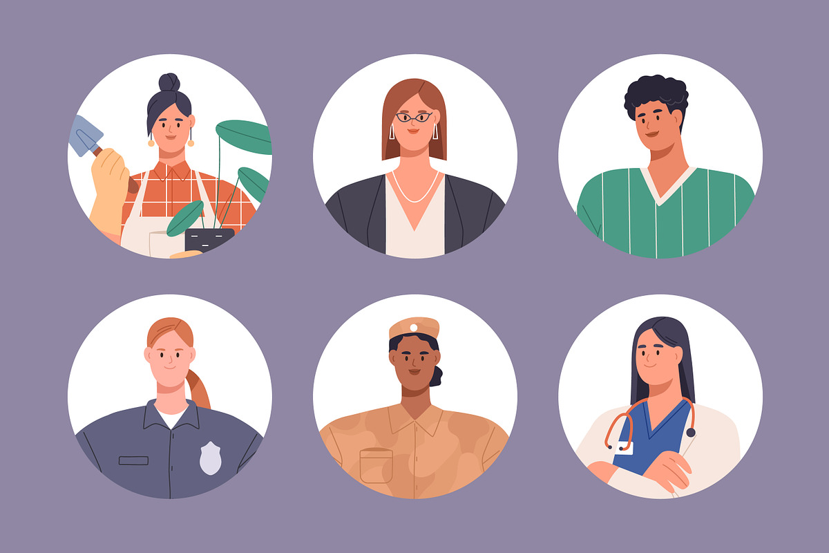 Women professionals avatars set, a Person Illustration by Good Studio (Photo 3 of 3)