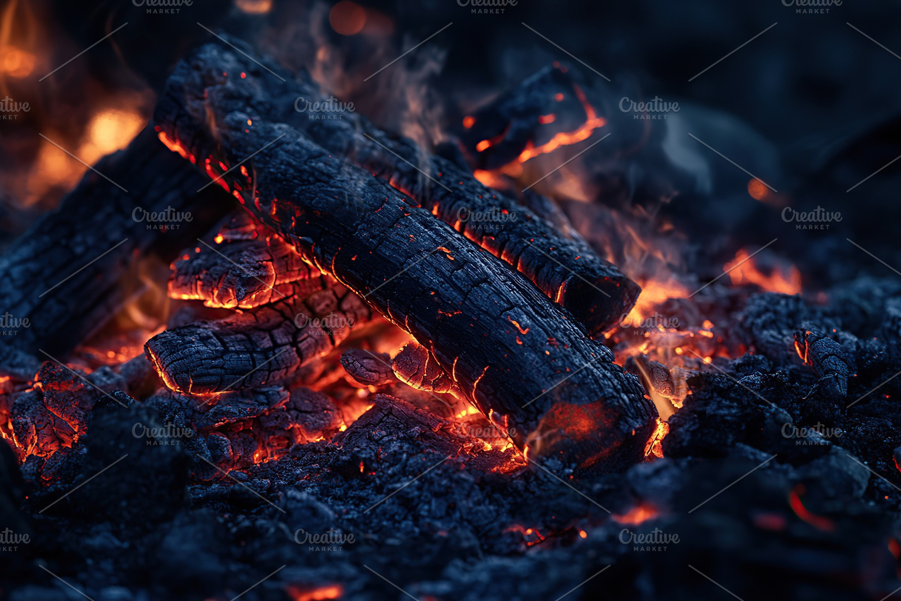 Burning campfire on dark night, a Nature Photo by AlyaAnd