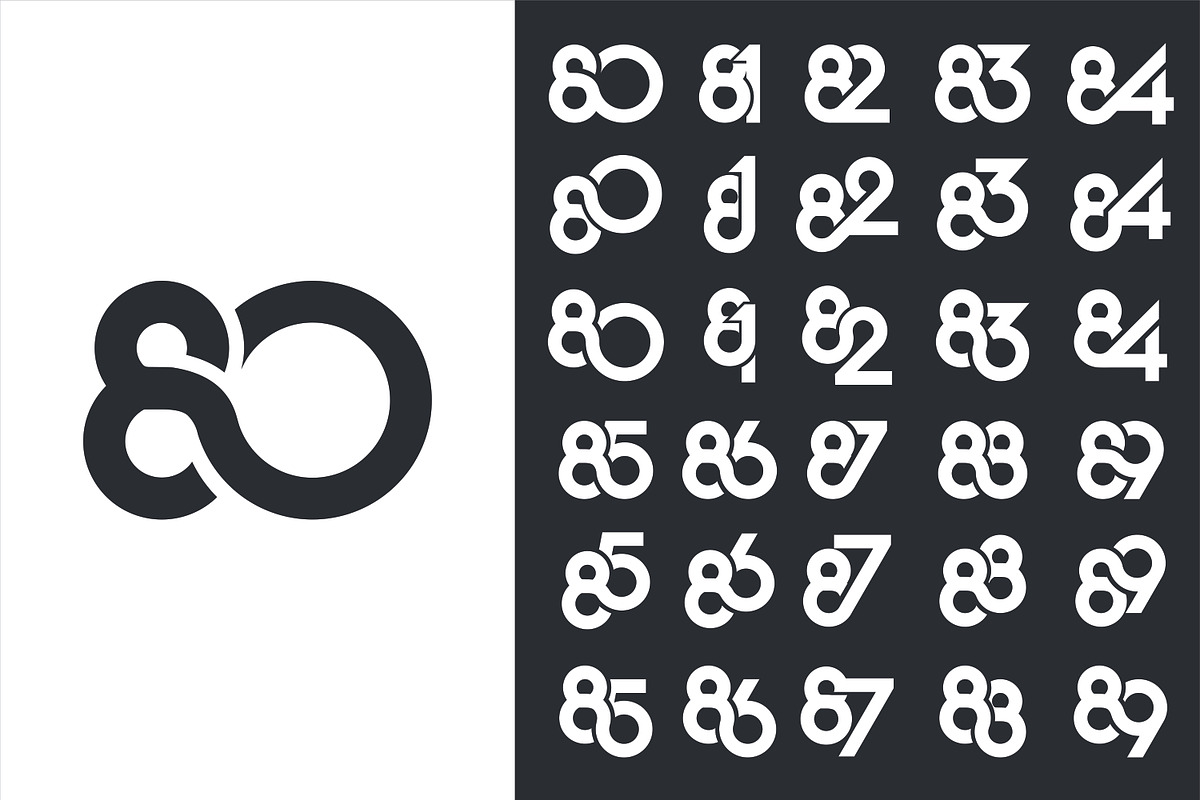 creative number 80 to 89 logo design, a Branding & Logo Template by BARONSTD (Photo 3 of 3)