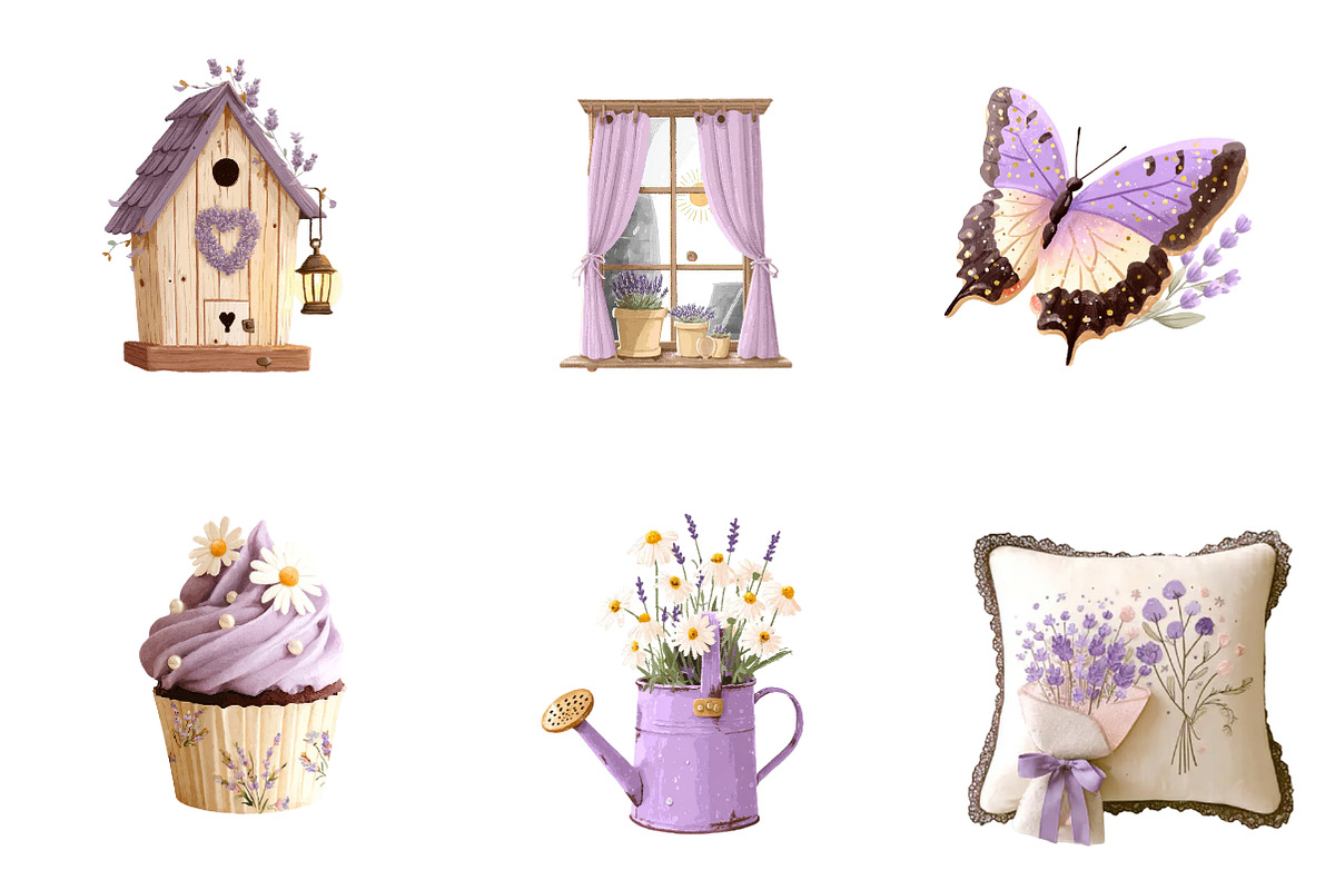 lavender cottagecore clipart set, an Illustration by CreationArt (Photo 3 of 4)