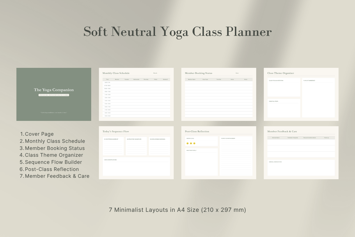 Minimalist Yoga Instructor Planner, a Stationery Template by batang (Photo 3 of 5)