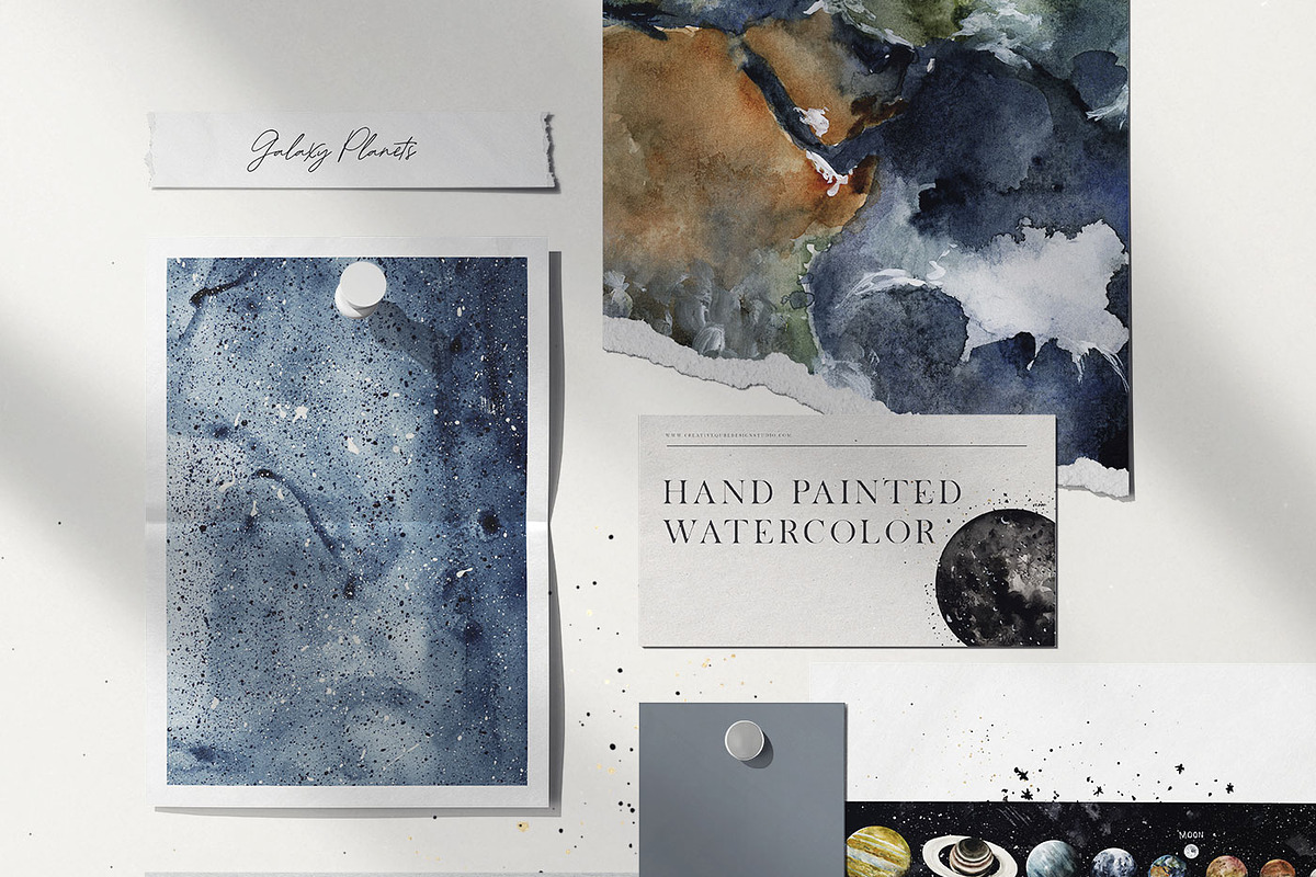 Galaxy Planets Watercolor Collection, an Education Illustration by Creativeqube Design (Photo 5 of 9)