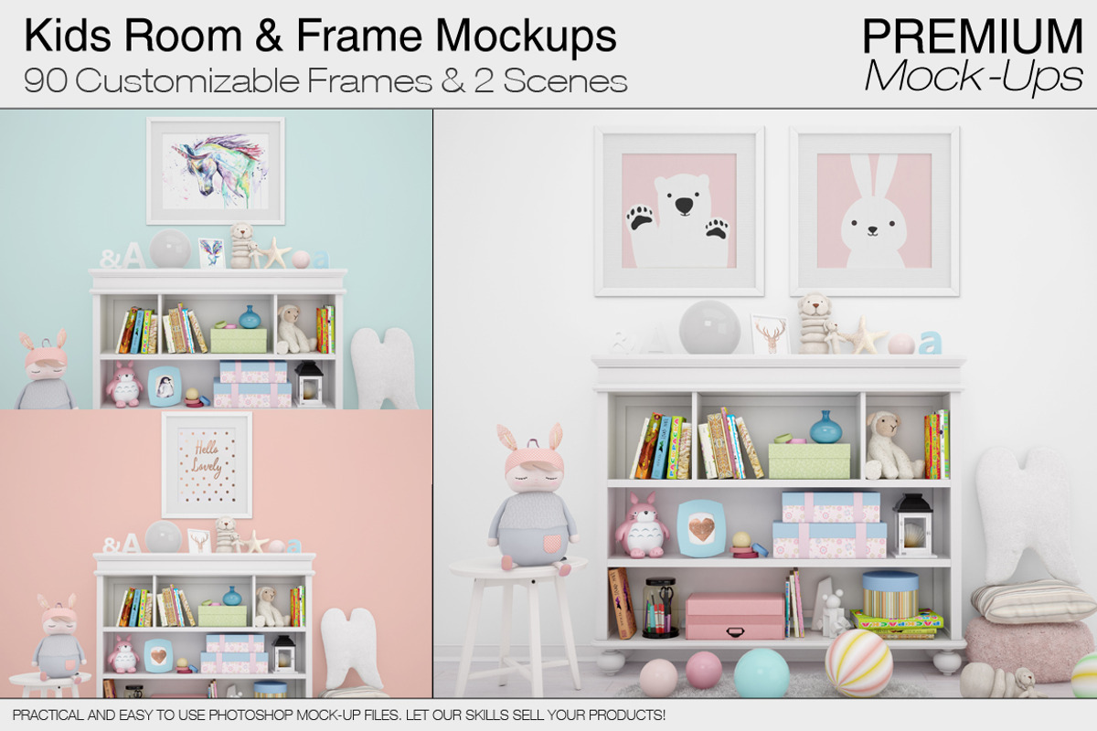 Nursery Wallpaper & Frames Mockups, a Product Mockup by mock-ups (Photo 1 of 23)