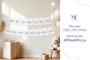 Birthday Bunting Banner Cards Mockup, an Advertising Mockup by Mie Mockup Studio (Thumbnail 2 of 6)