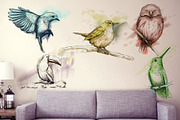 5 Ink Watercolor Birds, an Animal Illustration by Natsuhisui (Thumbnail 3 of 8)