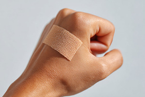 Hand with bandage on knuckles, a Health & Medical Photo by AlyaAnd