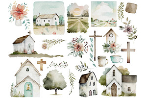 Christian Church Farmhouse Clipart