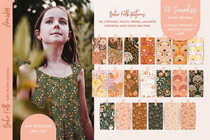 Boho Folk Floral Patterns - VECTOR