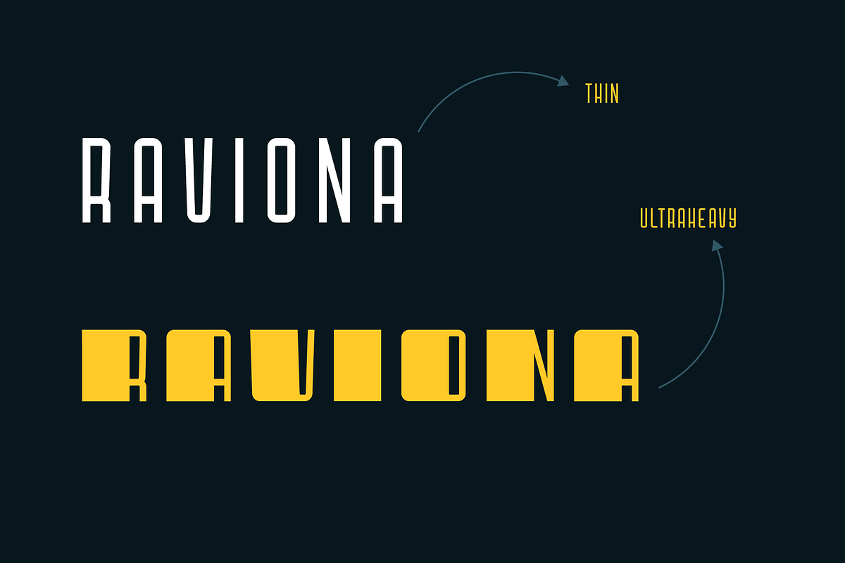 Raviona Font Family (44 Fonts), a Font by alpercakici (Photo 16 of 18)