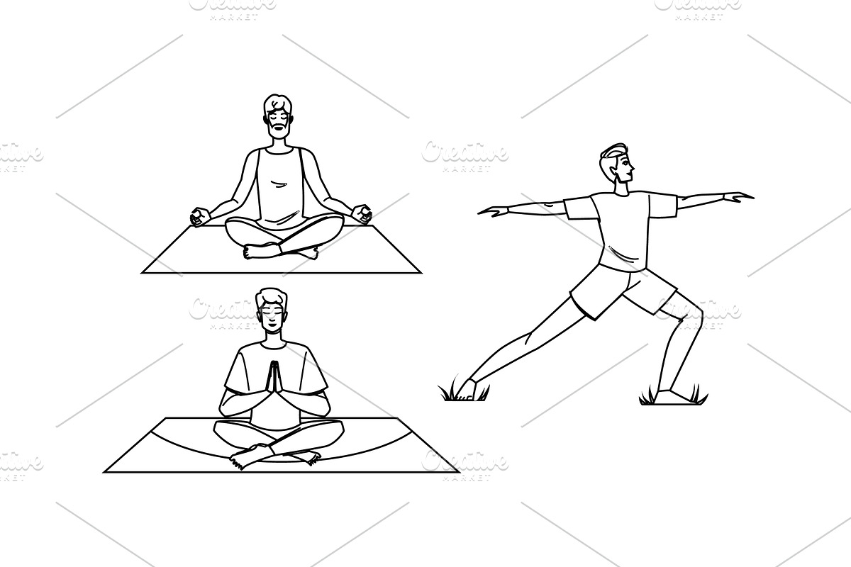nature outdoor yoga man vector, a Person Illustration by pikepicture