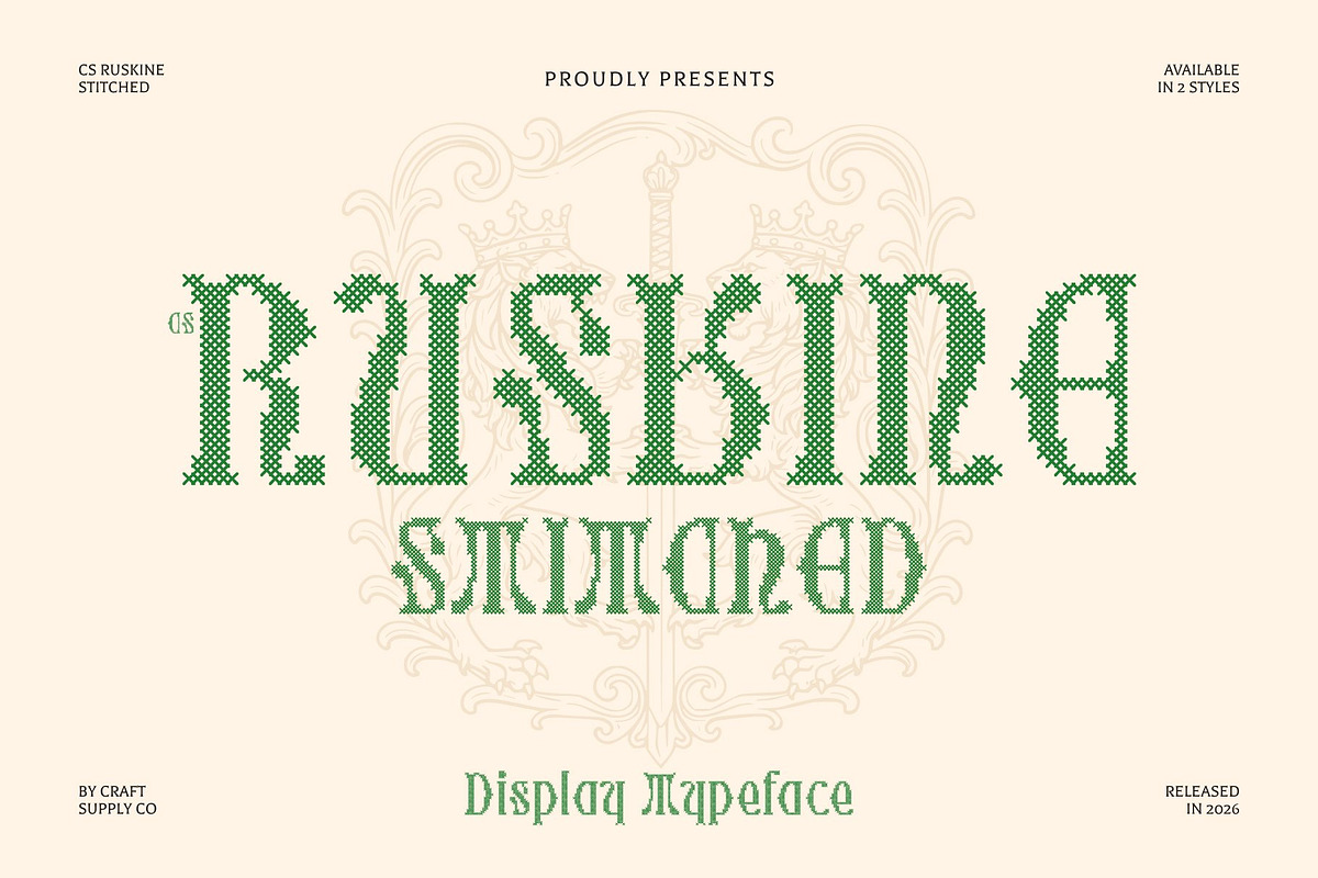 CS Ruskine Stitched, a Serif Font by Craft Supply Co. (Photo 1 of 8)