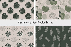Tropical leaves seamless pattern