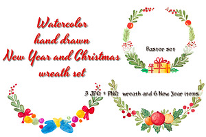 Christmas And New Year Wreath Set