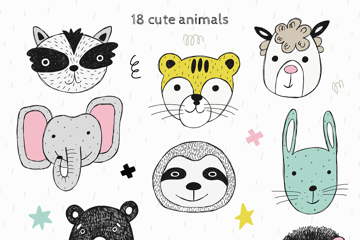 Funny Animals Set, an Animal Illustration by Bosotochka♥Art (Photo 2 of 10)