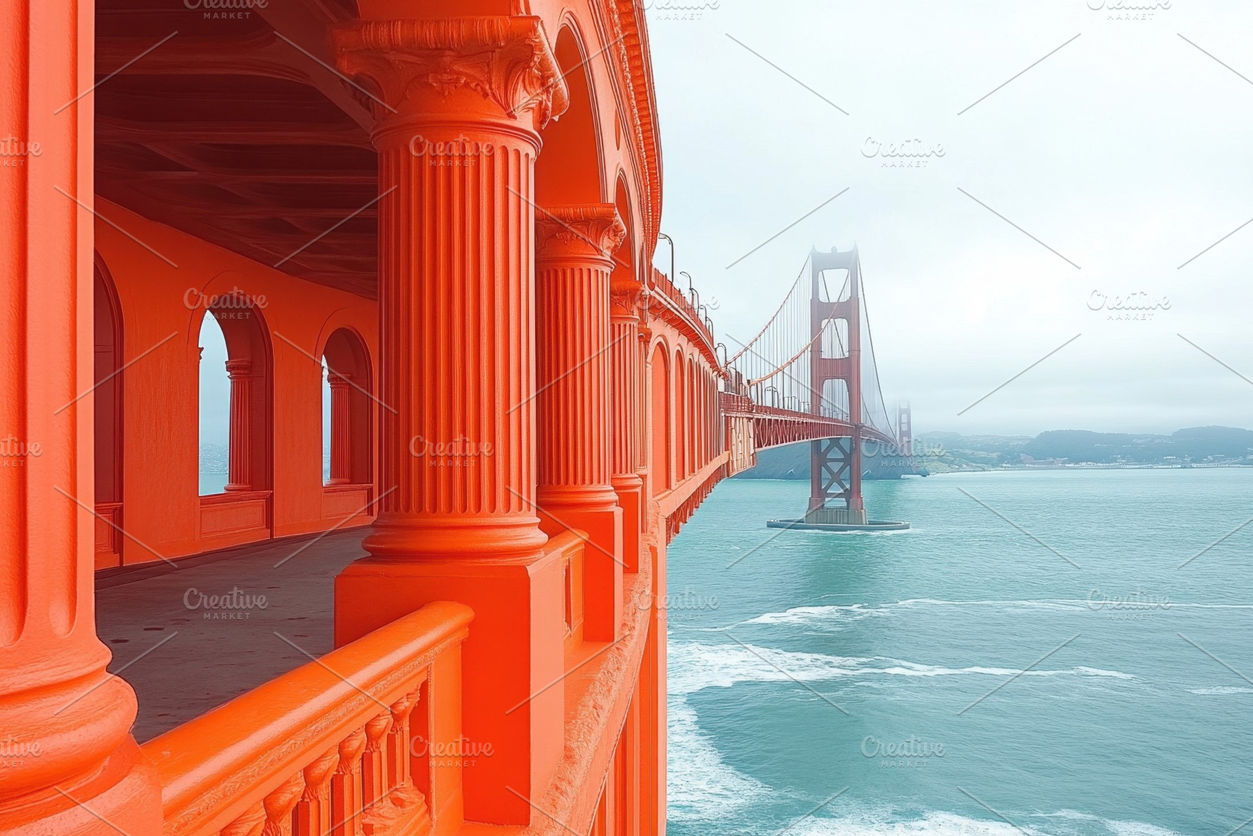 Golden Gate Bridge viewed from an ar, a Photo by Tanuart