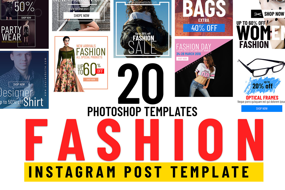 20 Fashion Instagram Post Templates, a Social Media Template by Mehul Munjani (Photo 1 of 4)