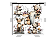 Whimsical Spring Woodland Animals, an Illustration by CraftCrateShop (Thumbnail 3 of 6)