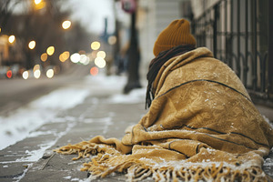 Homeless individual wrapped in a bla, a Photo by Iftikhar Alam