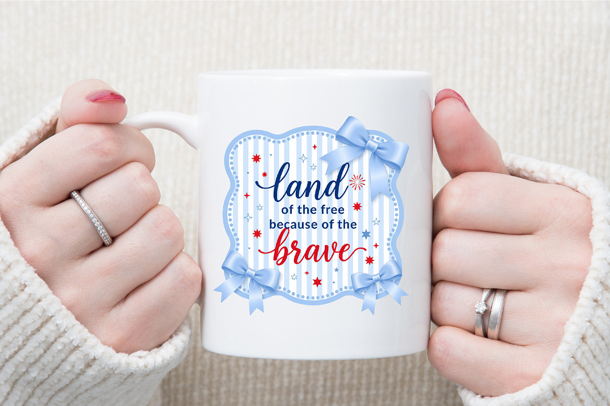 Preppy 4th of July Png, Land of Free, a Seasonal Illustration by Sublimation Artist (Photo 7 of 9)
