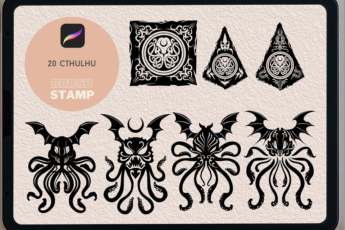 20 Cthulhu brush stamp, a Brush Add-On by TaKong Magics (Photo 1 of 3)
