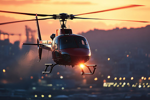 Helicopter takes off during sunset i, a Photo by Iftikhar Alam