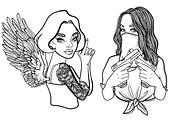 Only Girls! Tattoo girls, an Animal Illustration by Vavavka (Thumbnail 8 of 13)