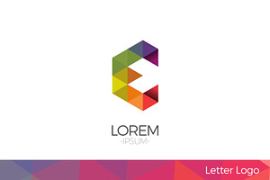 Letter E Vector Origami Logo icon.